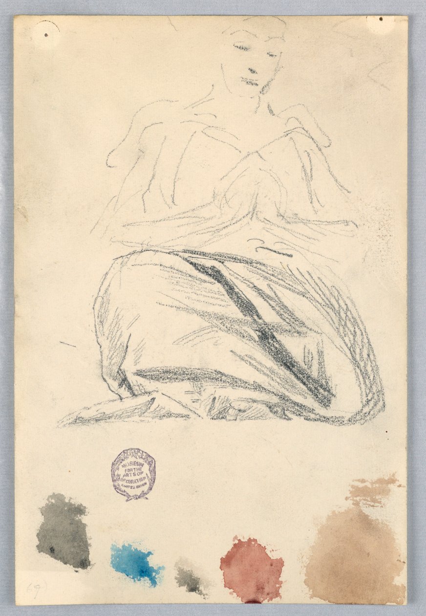 Skizze eines Draperien für eine sitzende Figur von Francis Augustus Lathrop