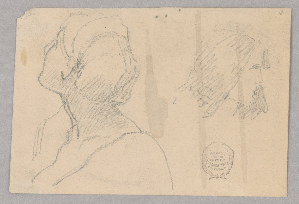 Zwei Skizzen eines Frauenkopfes von Francis Augustus Lathrop