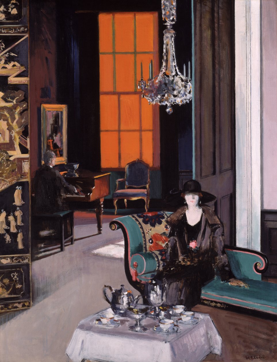 Innenraum: Der orangefarbene Vorhang, ca. 1928 von Francis Campbell Boileau Cadell