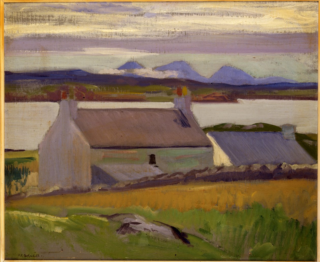 Abenddämmerung, Iona, Paps of Jura im Hintergrund von Francis Campbell Boileau Cadell