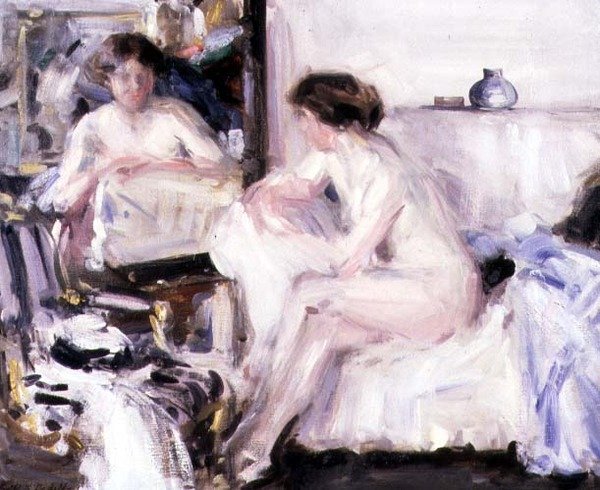 Nackte auf einem Sofa sitzend von Francis Campbell Boileau Cadell
