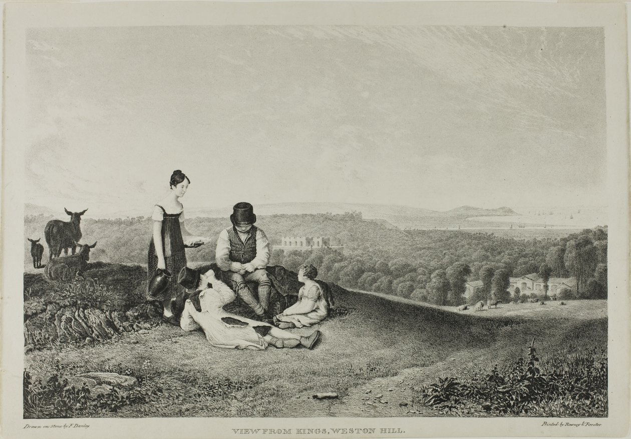Blick von Kings, Weston Hill, aus Drei Ansichten, die die Landschaft von Bristol und ihre Umgebung illustrieren von Francis Danby