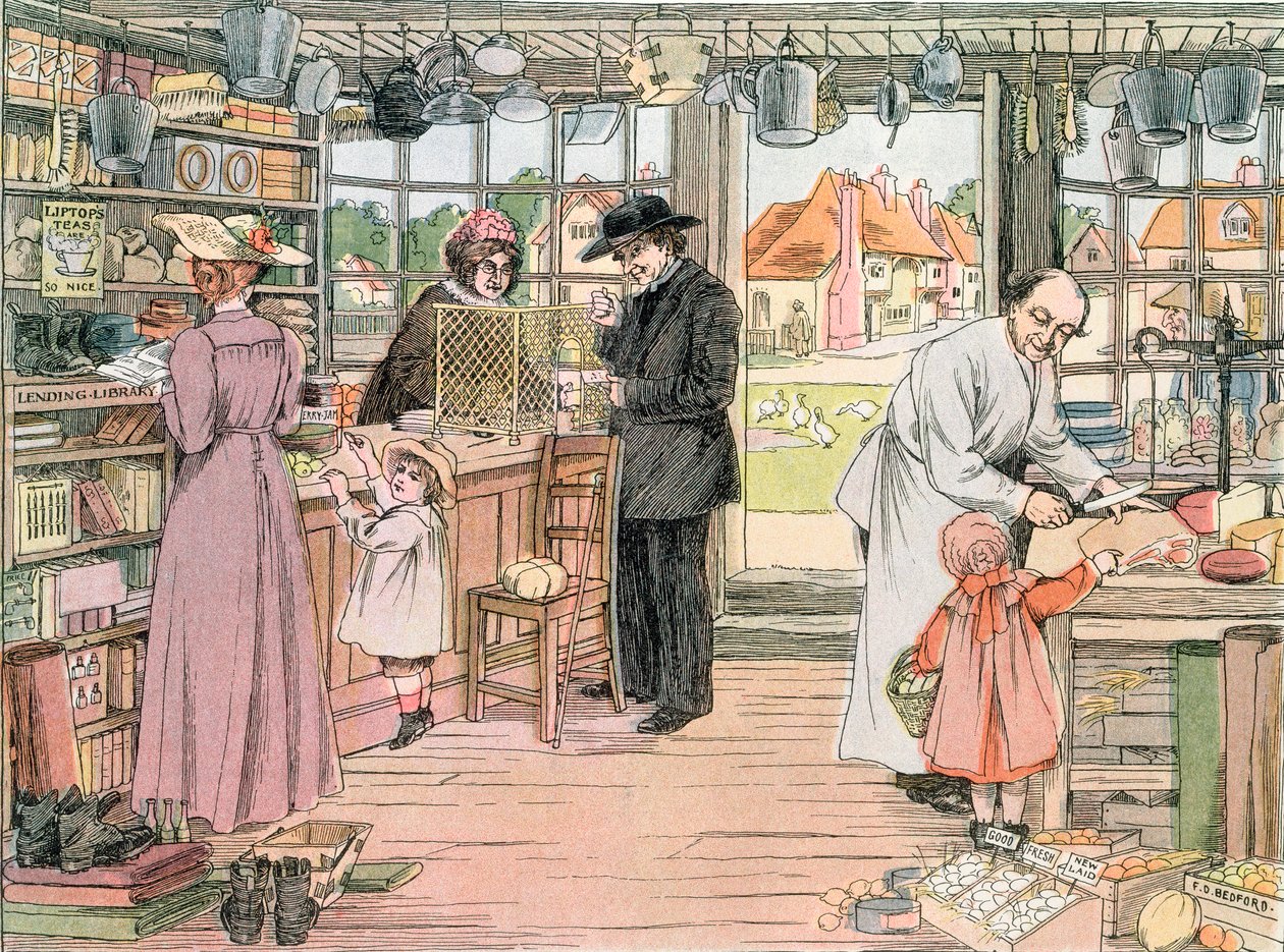 Der Gemischtwarenladen, 1899. Aus dem Buch der Läden, 1899 von Francis Donkin Bedford