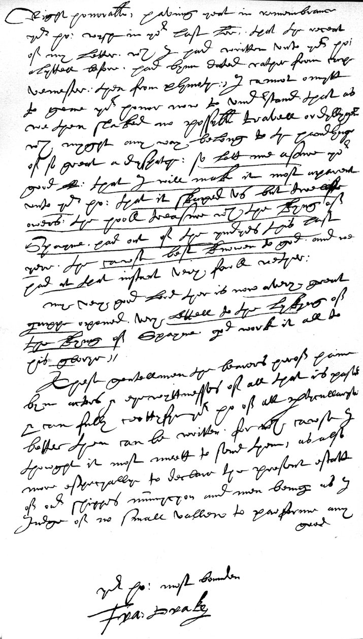 Brief an William Cecil, Lord Burghley, Lord High Treasurer, geschrieben an Bord seines Flaggschiffs 