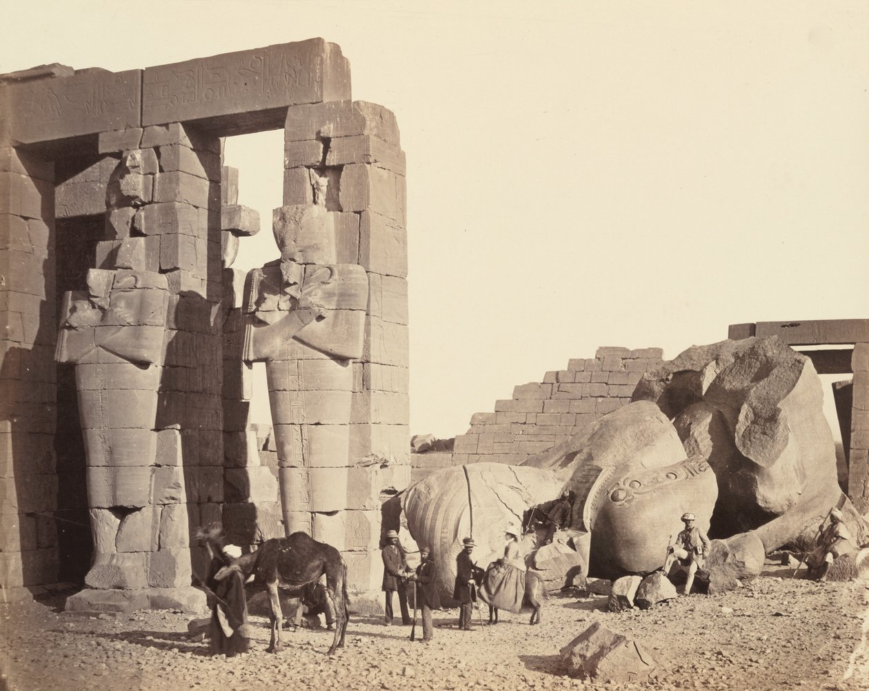 Das Ramasseum von El-Kurneh, Theben, Erste Ansicht, ca. 1857 von Francis Frith
