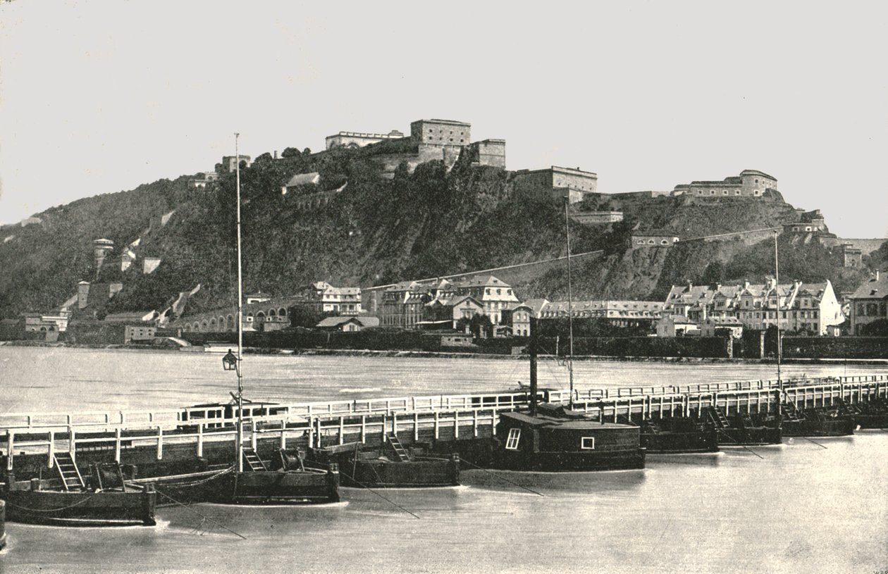 Die Festung Ehrenbreitstein am Rhein, Deutschland, 1895 von Frith and Co
