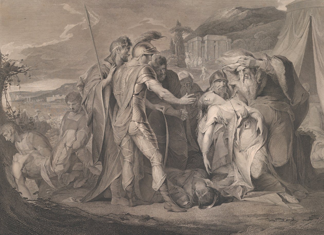 König Lear weint über den Körper von Cordelia, Shakespeare, König Lear, Akt 5, Szene... von Francis Legat