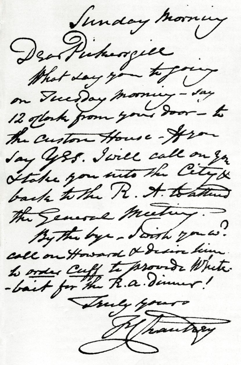 Ein Brief von Francis Leggatt Chantrey, 1839 von Francis Legatt Chantrey
