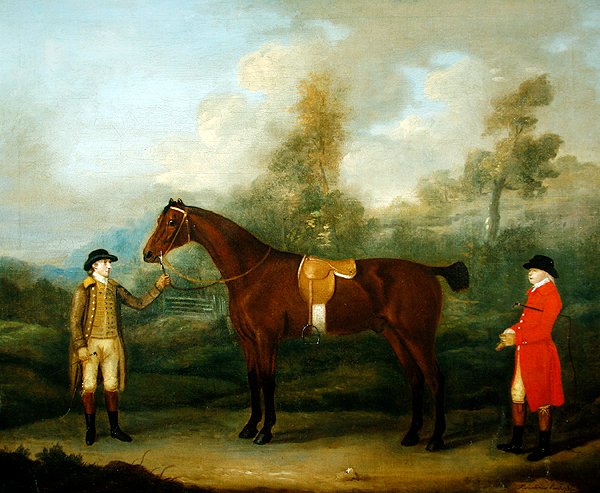 Jäger mit seinem Pferd und Stallburschen von Francis Sartorius