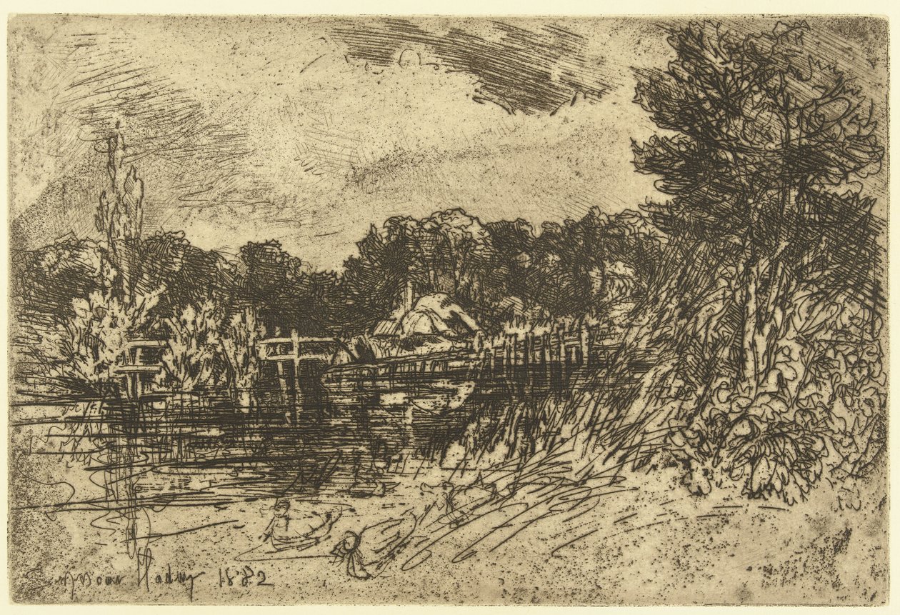 Der Fluss Test bei Longparish von Francis Seymour Haden (Sir) (signed by artist)