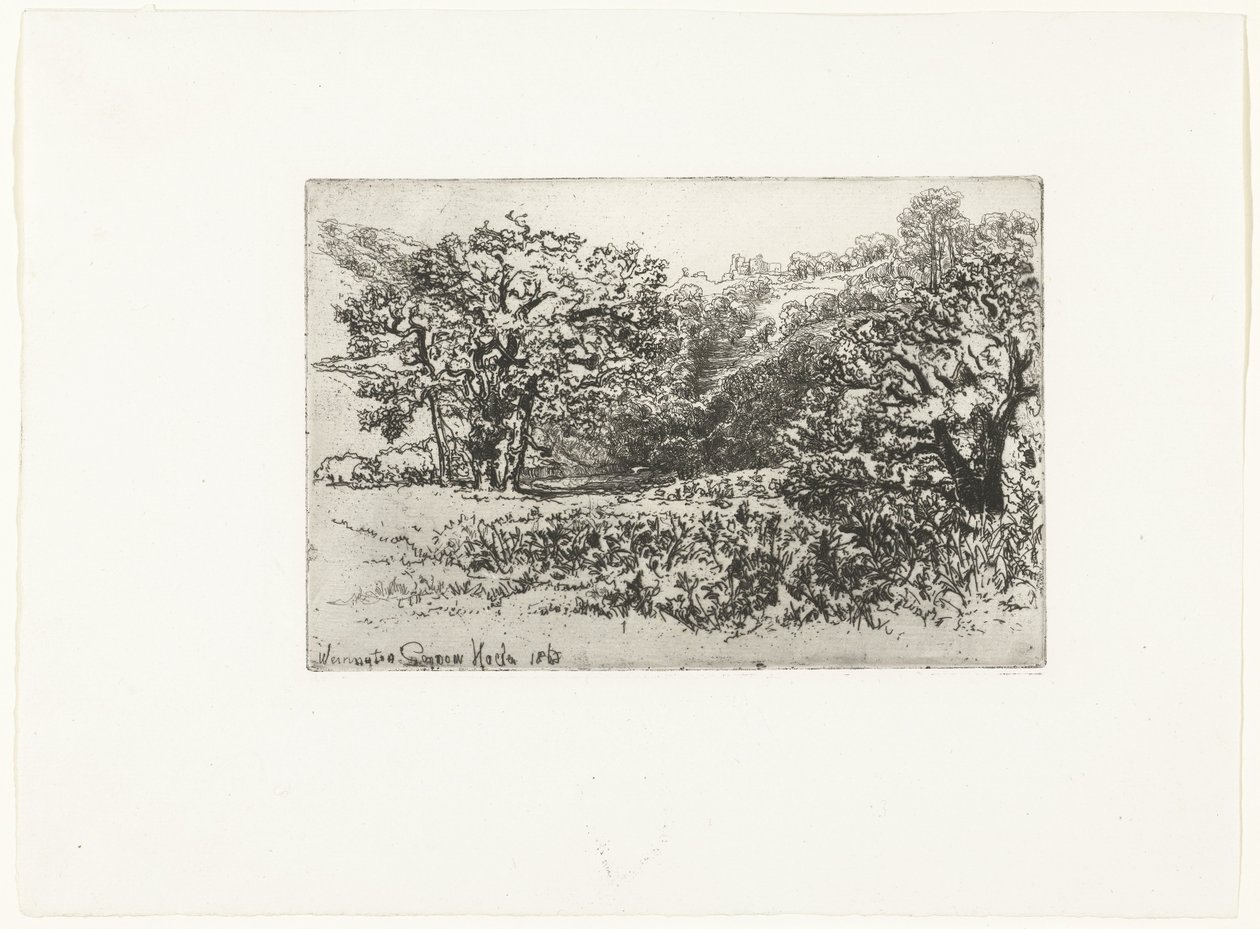 Landschaft mit einer Herde Tiere von Francis Seymour Haden (Sir) (signed by artist)