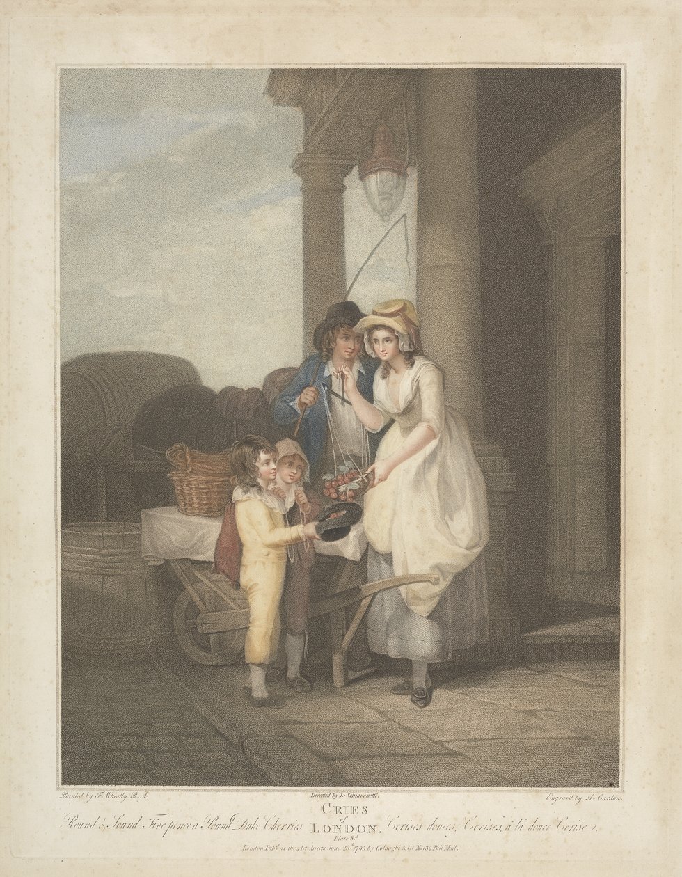 Rufe von London: Rund und gesund, fünf Pence pro Pfund, Herzogskirschen, graviert von Anthony Cardon (1772-1813) 1795 von Francis after Wheatley