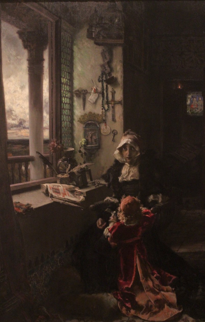 Königin Johanna die Wahnsinnige, eingesperrt in Tordesillas mit ihrer Tochter, der Infantin Katharina von Francisco Pradilla y Ortiz