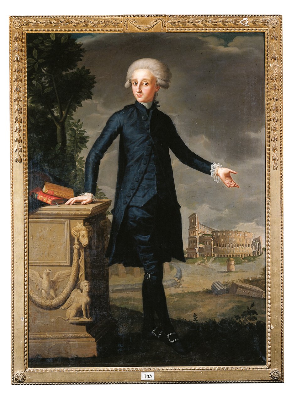 Porträt von Don Juan Despuig y Zaforteza, ganzfigurig, in einem schwarzen Anzug, signiert und beschriftet von Francisco Agustín y Grande