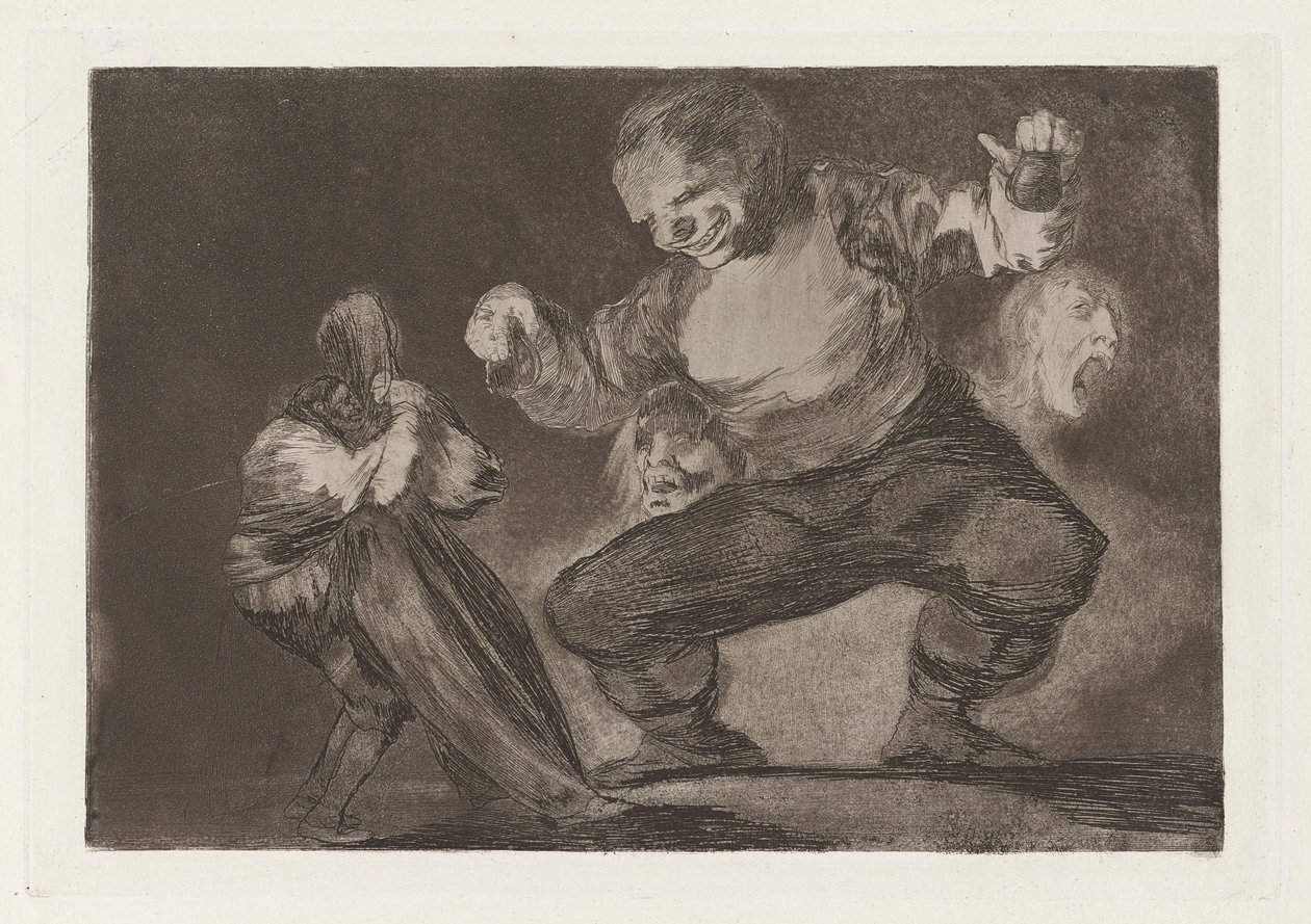 Bobalicón (Einfaltspinsel), auch bekannt als Tras el vicio viene el fornicio (Nach dem Laster kommt die Unzucht), aus der Serie Los disparates (Los proverbios) von Francisco de Goya