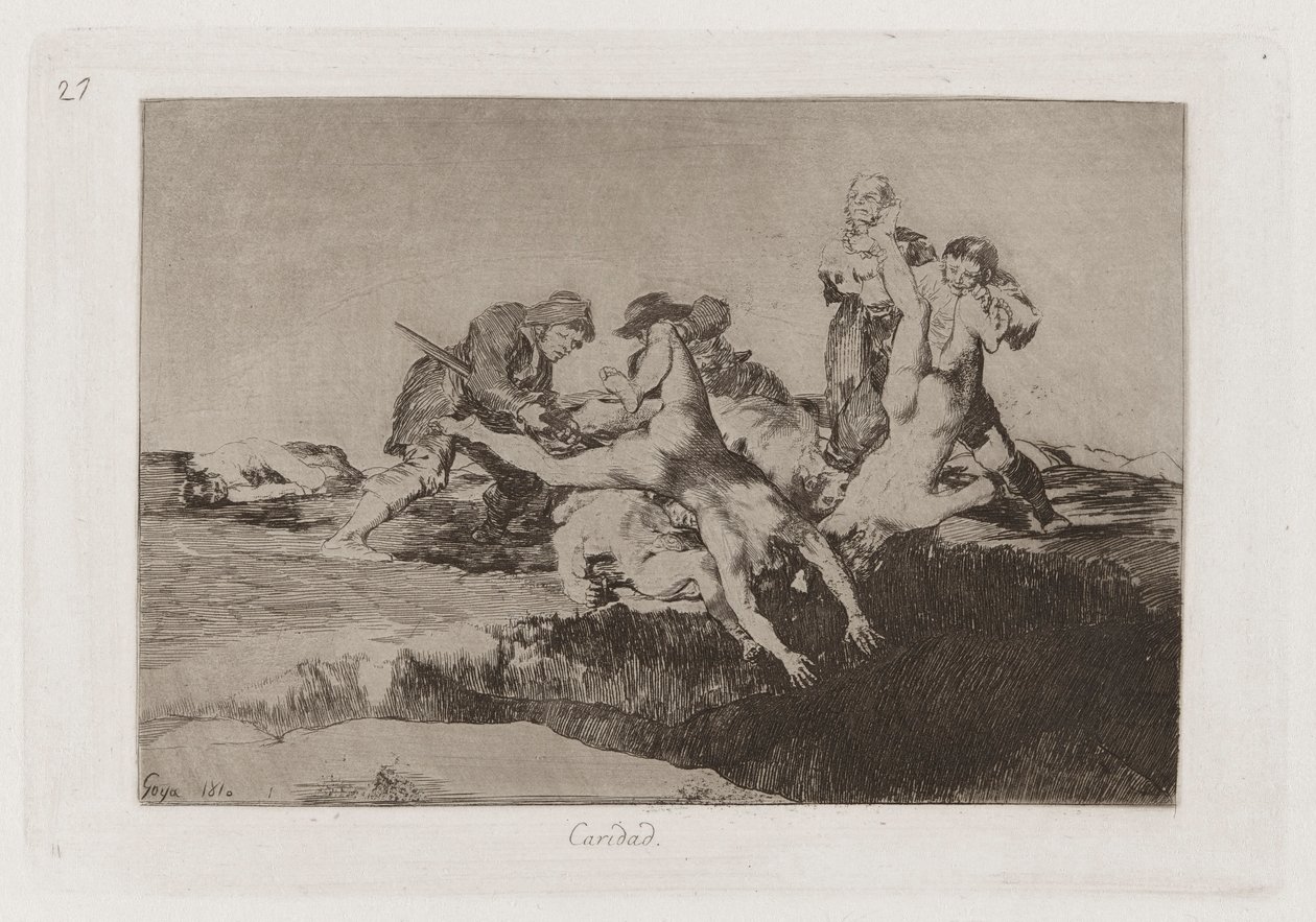 Caridad (Nächstenliebe), Tafel 27 aus Los desastres de la guerra (Die Schrecken des Krieges) von Francisco de Goya