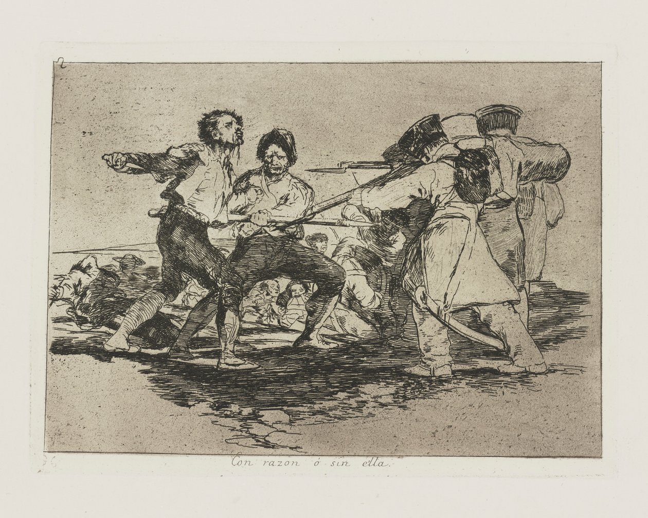 Mit Recht? Ohne sie., Nr. 2 aus der Serie Die Schrecken des Krieges von Francisco de Goya