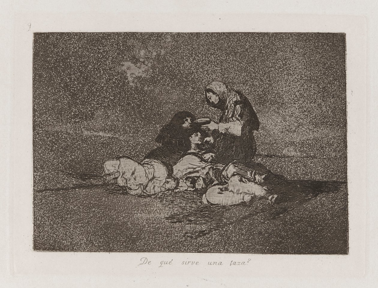Wozu dient eine Tasse?, Platte 59 aus Los desastres de la guerra (Die Schrecken des Krieges) von Francisco de Goya