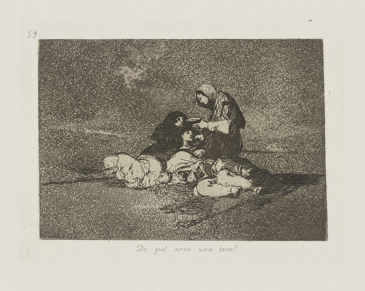 Wozu dient eine Tasse?, Platte 59 aus der Serie Die Schrecken des Krieges von Francisco de Goya