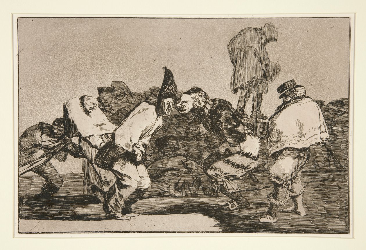 Karnevalsnarren, Platte 14 aus der Serie Die Sprichwörter von Francisco de Goya