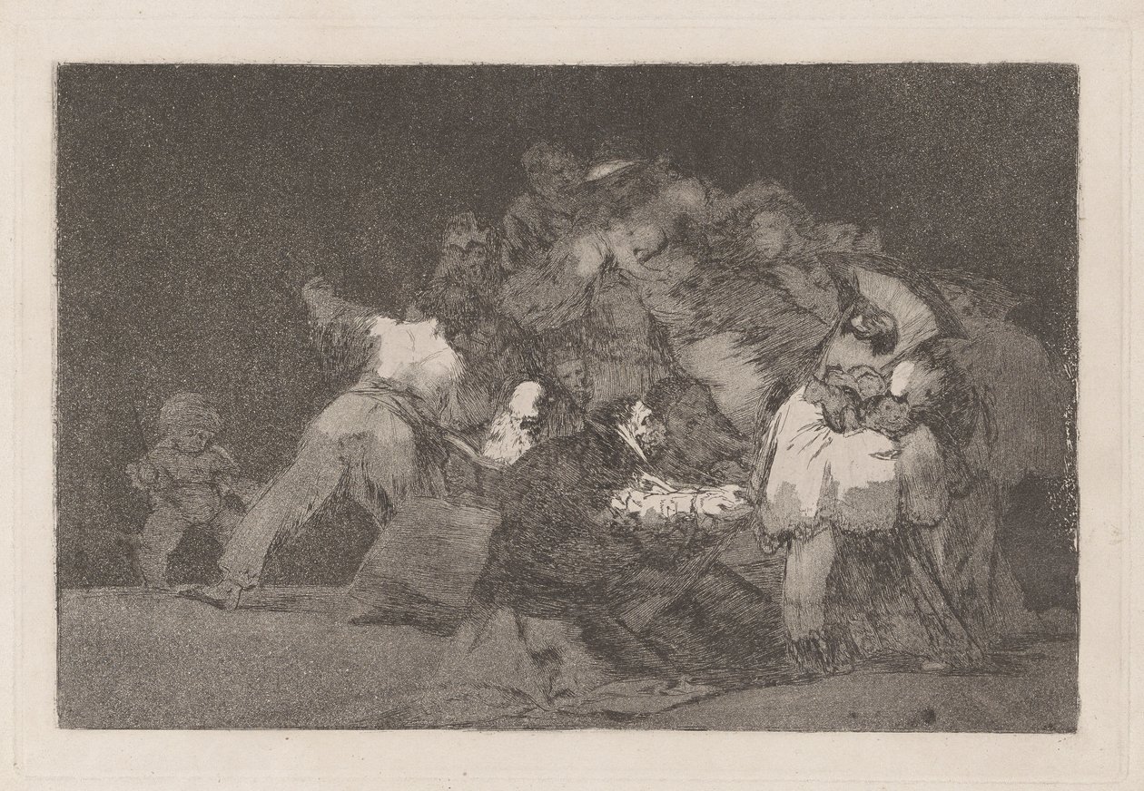 Disparate general (Allgemeine Torheit), auch bekannt als Unas de Gato y Habito de Beato (Die Krallen einer Katze und das Gewand eines Gläubigen), aus der Serie Los disparates (Los proverbios) von Francisco de Goya
