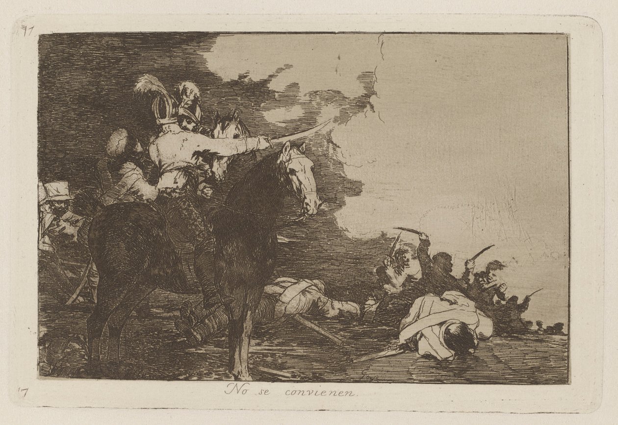 Sie stimmen nicht überein, Platte 17 aus Los desastres de la guerra von Francisco de Goya
