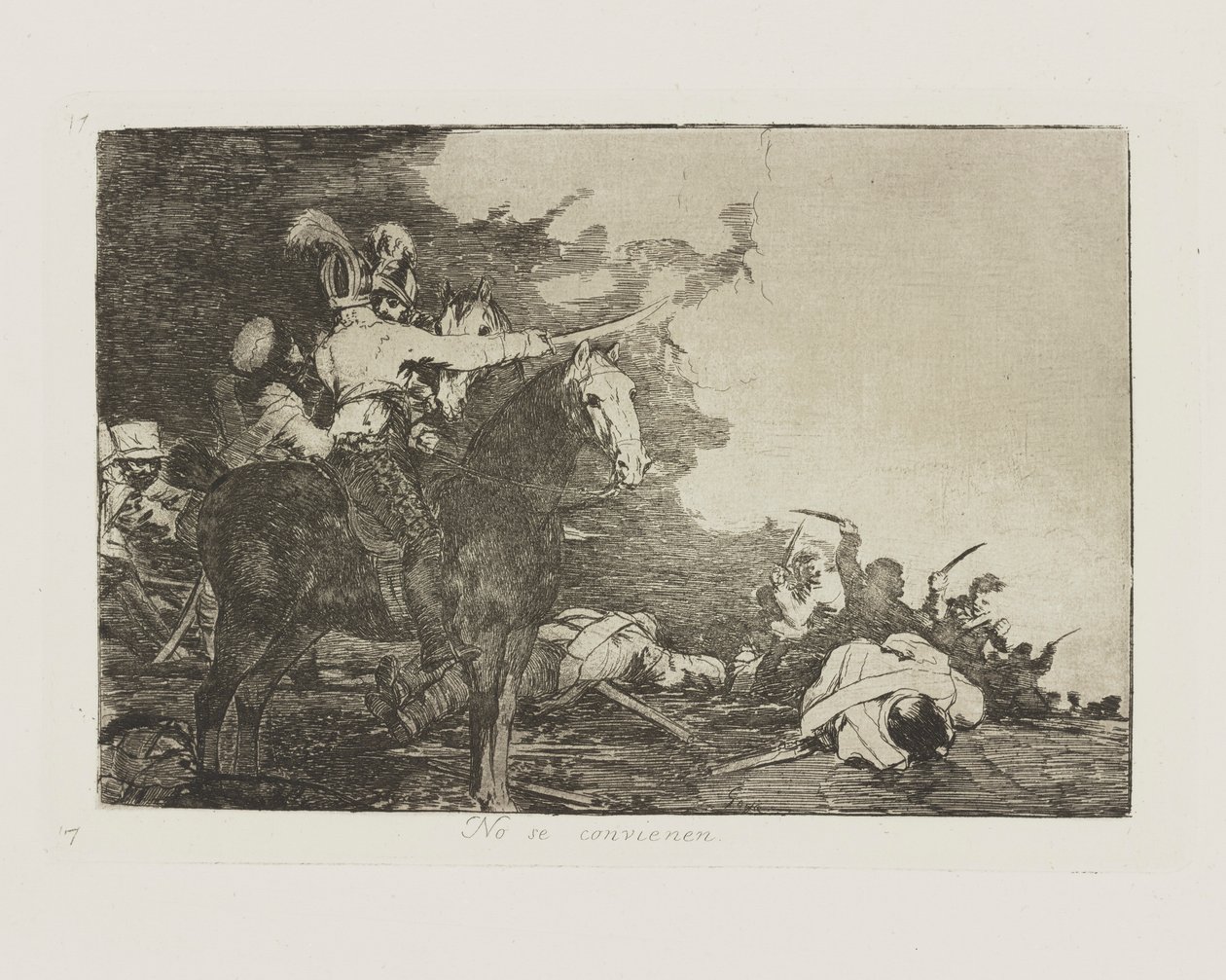 No se convienen. (Sie stimmen nicht überein.), pl. 17 aus der Serie Los desastres de la guerra (Die Schrecken des Krieges) von Francisco de Goya