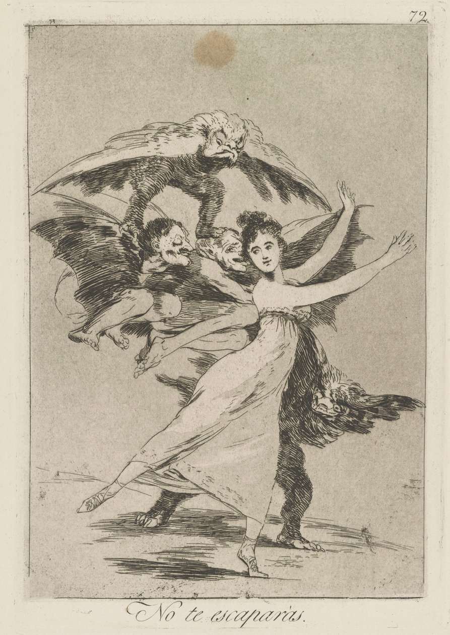 Du wirst nicht entkommen, Platte 72 aus der Serie Los caprichos von Francisco de Goya
