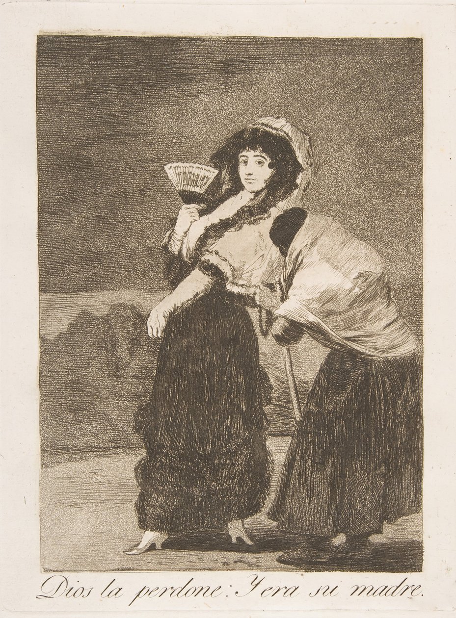 Tafel 16 aus Los Caprichos: Um Himmels willen: und es war ihre Mutter Dios la Perdone von Francisco de Goya