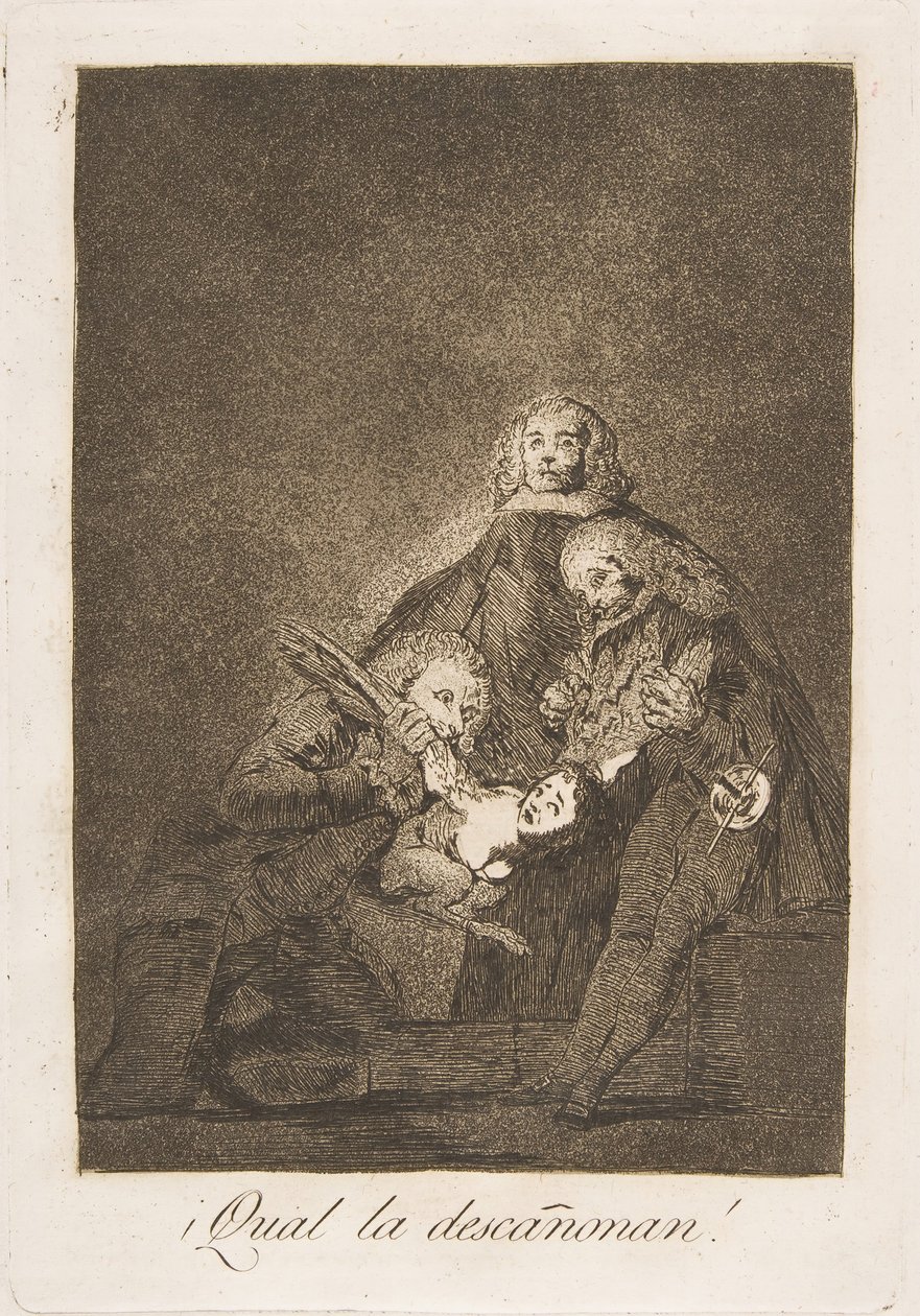 Tafel 21 aus Los Caprichos: Wie sie sie rupfen! ¡Qual la descañonan!, 1799 von Francisco de Goya