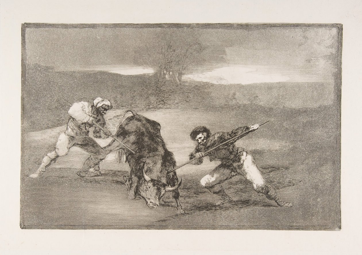 Tafel 2 der Tauromachie: Eine andere Art der Jagd zu Fuß, 1816 von Francisco de Goya