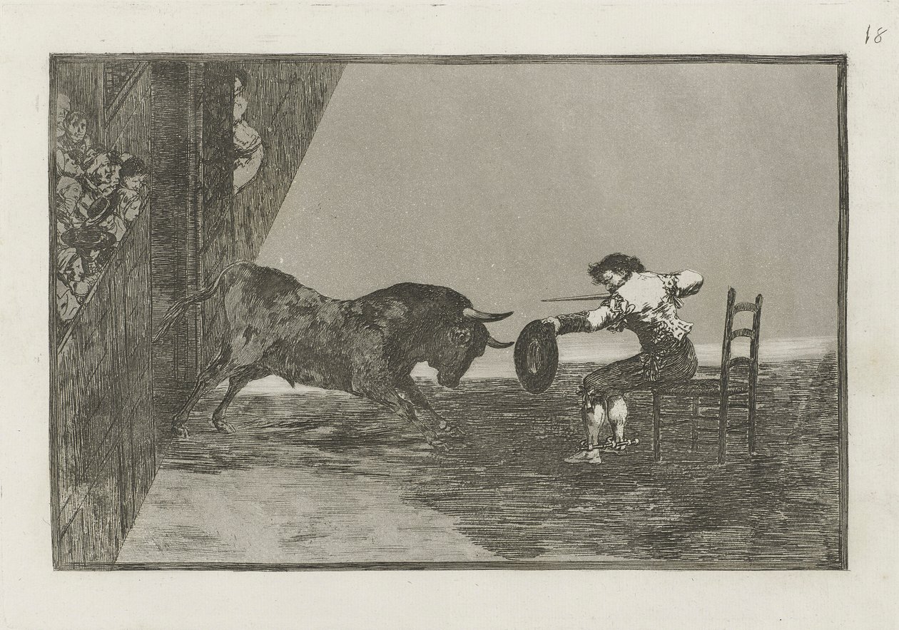 Temeridad de Martincho in der Arena von Saragossa, Platte 18 aus La tauromaquia von Francisco de Goya