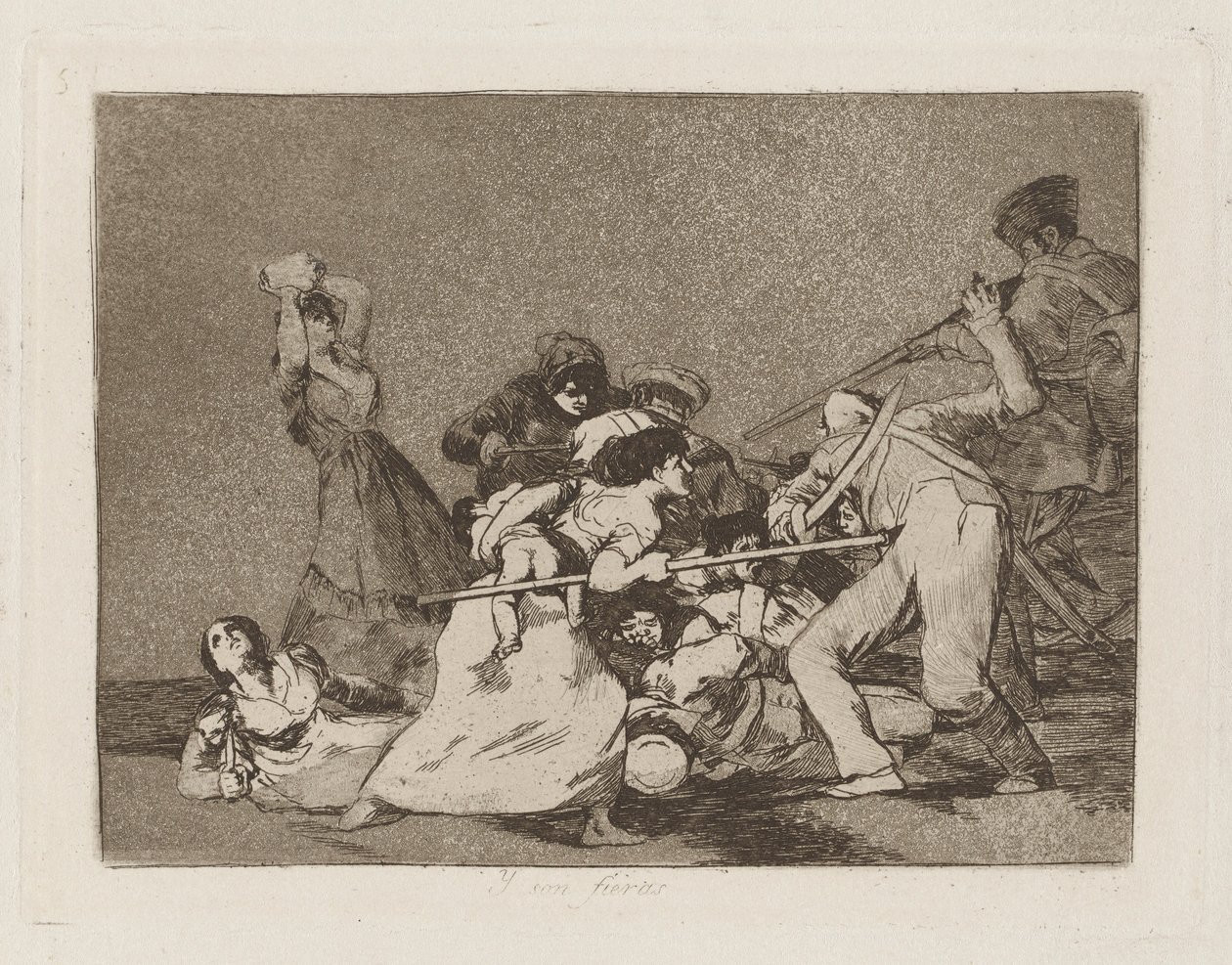 Y son fieras (Und sie sind wie wilde Bestien), pl. 5 aus der Serie Los desastres de la guerra (Die Schrecken des Krieges) von Francisco de Goya
