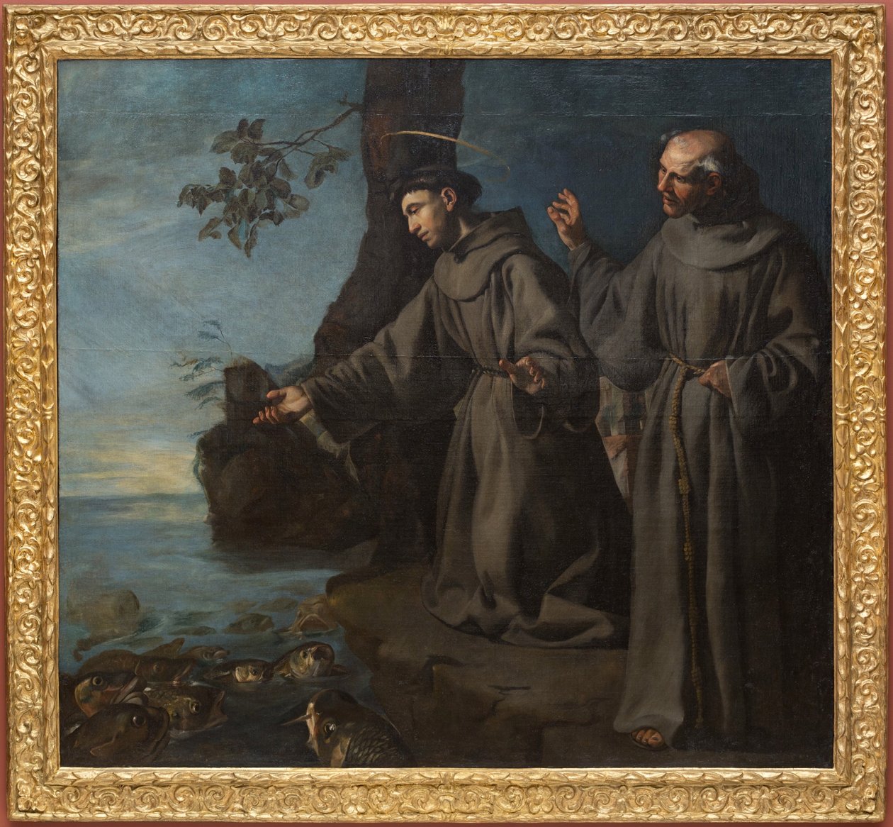 Der heilige Antonius predigt den Fischen von Francisco Herrera the Elder