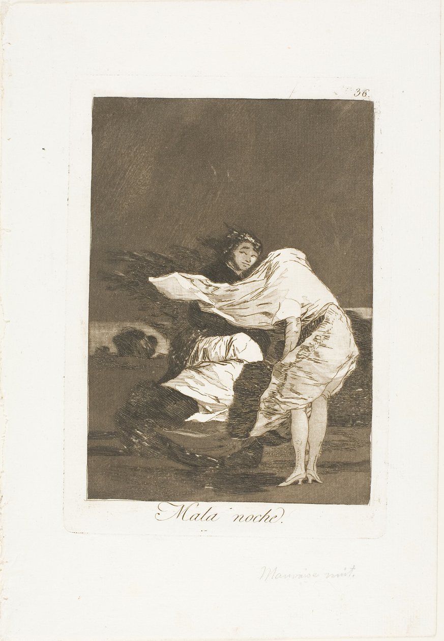 Eine schlechte Nacht, Platte 36 aus Los Caprichos von Francisco Jose de Goya y Lucientes