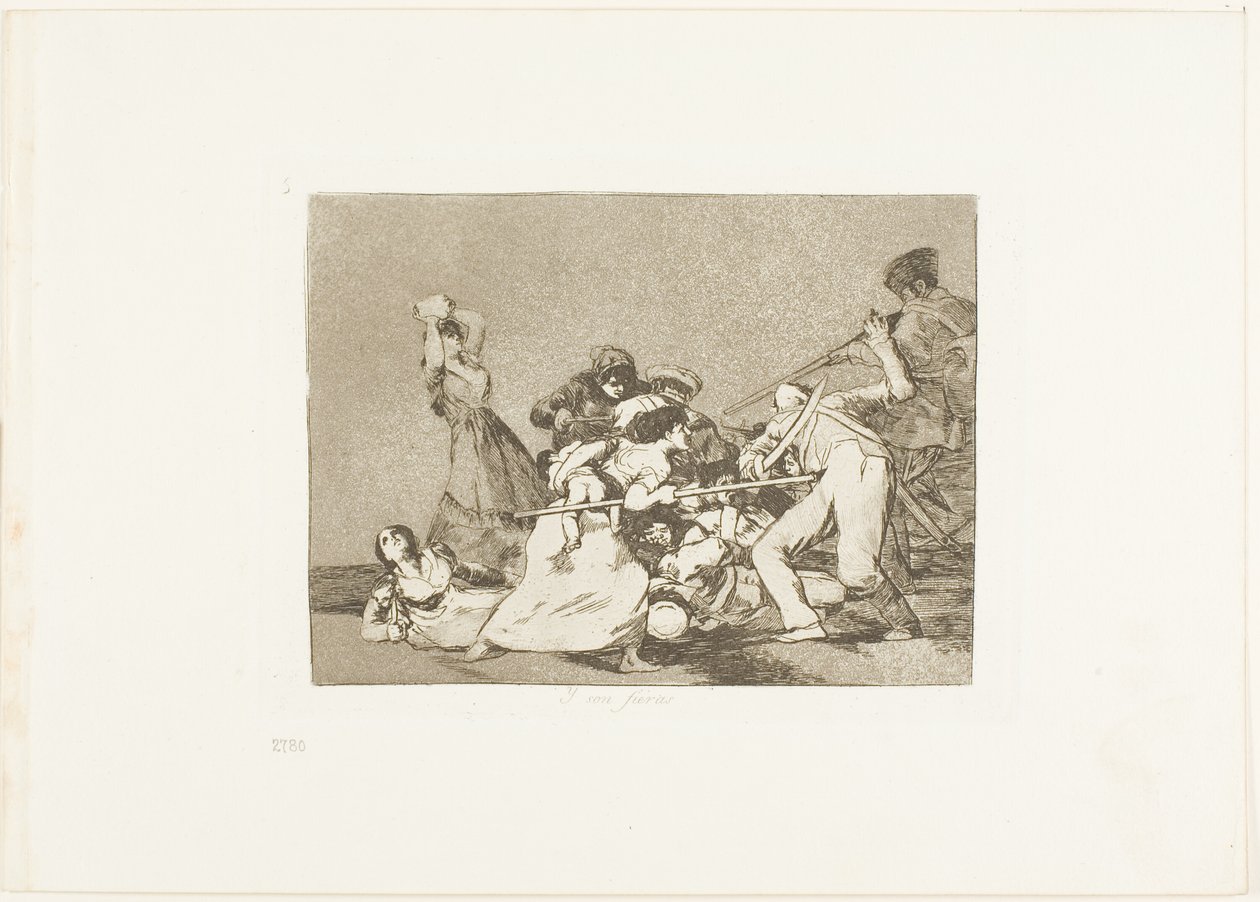 Und sie sind wie wilde Tiere, Platte fünf aus Die Schrecken des Krieges von Francisco Jose de Goya y Lucientes
