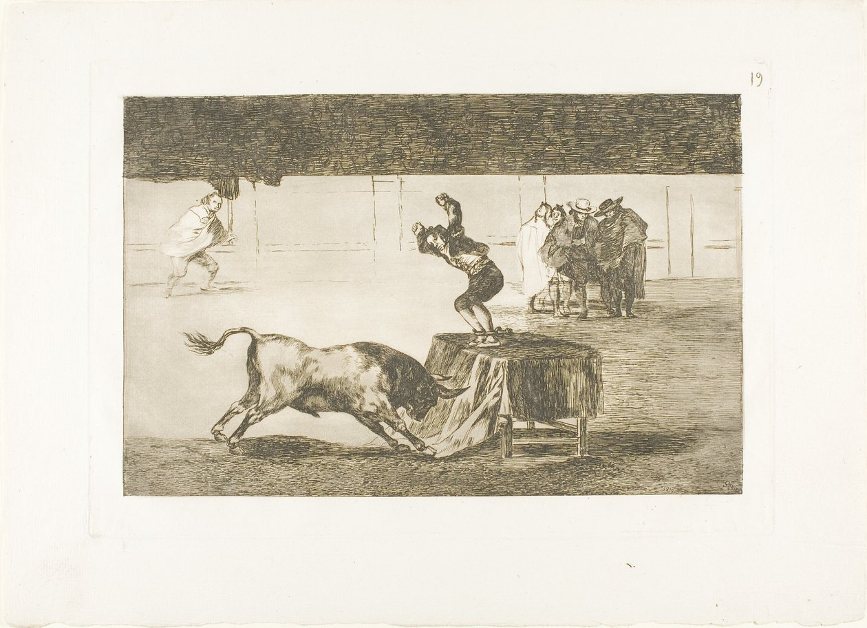 Ein weiterer Wahnsinn von ihm im selben Ring, Platte 19 aus Die Kunst des Stierkampfs von Francisco Jose de Goya y Lucientes