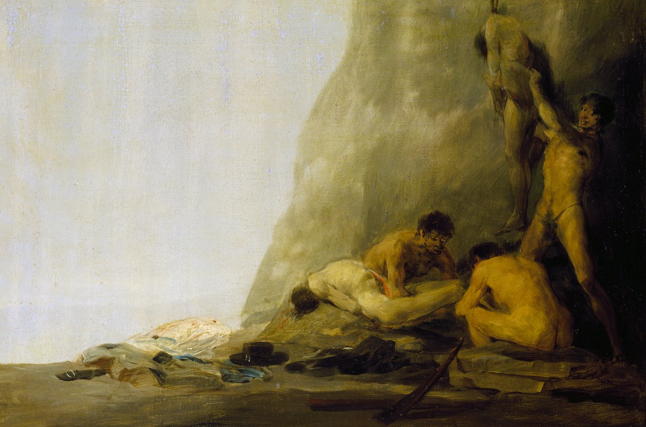 Kannibalen bereiten ihre Opfer vor, oder Die Körper von Jean de Brebeuf und Gabriel Lallemant werden 1649 von den Irokesen gehäutet von Francisco Jose de Goya y Lucientes