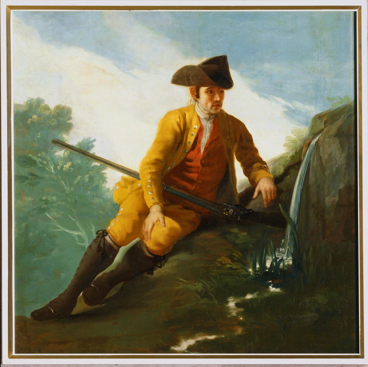 Jäger, der an einem Brunnen sitzt von Francisco Jose de Goya y Lucientes