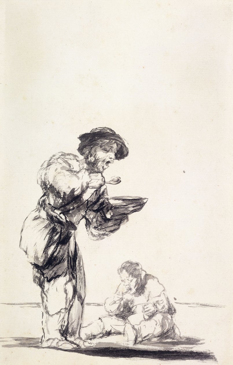 La Bouillie: Bettler essen Brei von Francisco de Goya