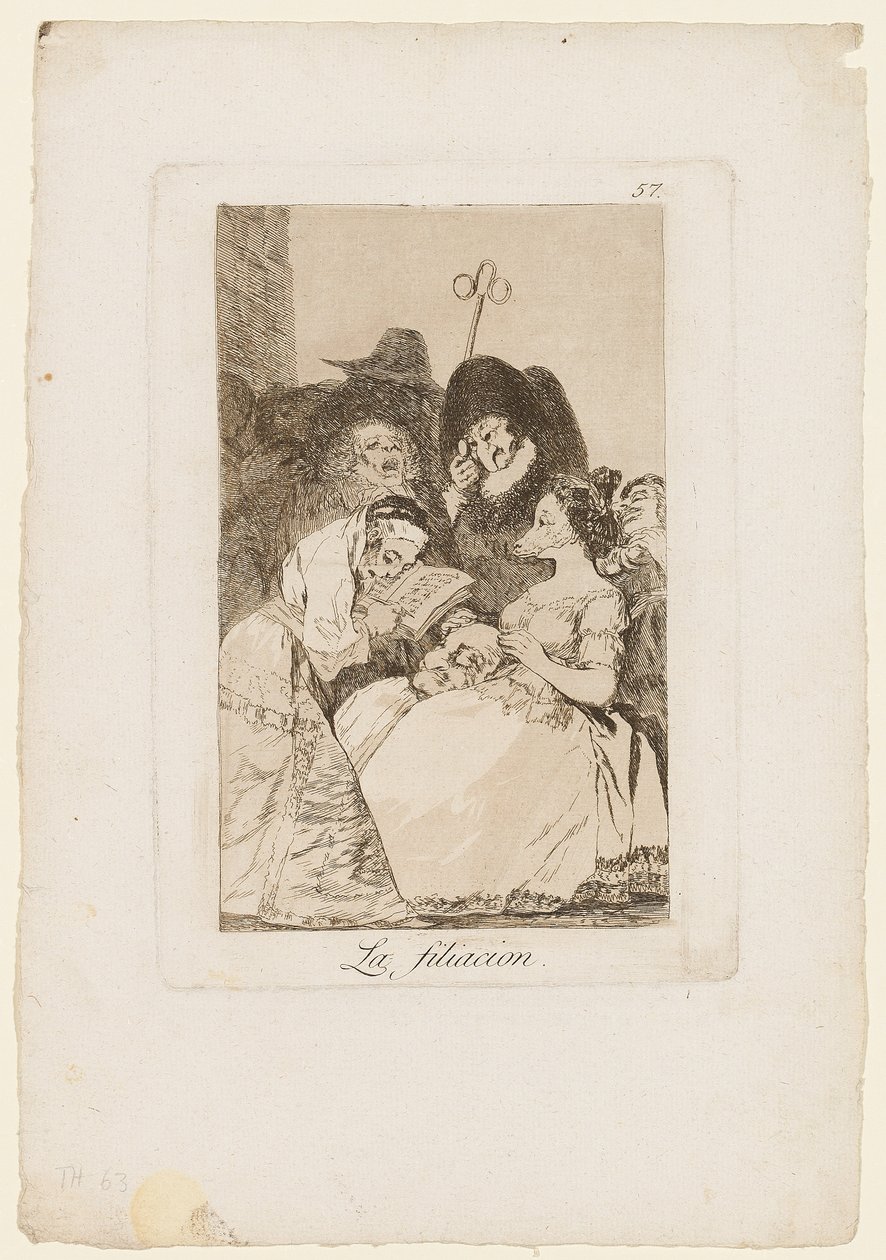 La Filiacion, Platte aus "Los Caprichos", 1799 von Francisco de Goya