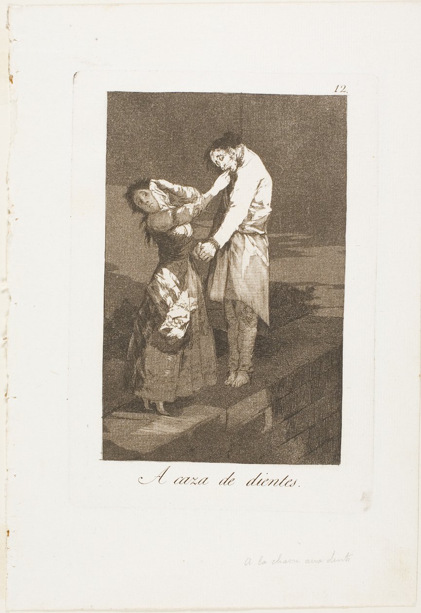Auf der Jagd nach Zähnen, Platte zwölf aus Los Caprichos von Francisco Jose de Goya y Lucientes