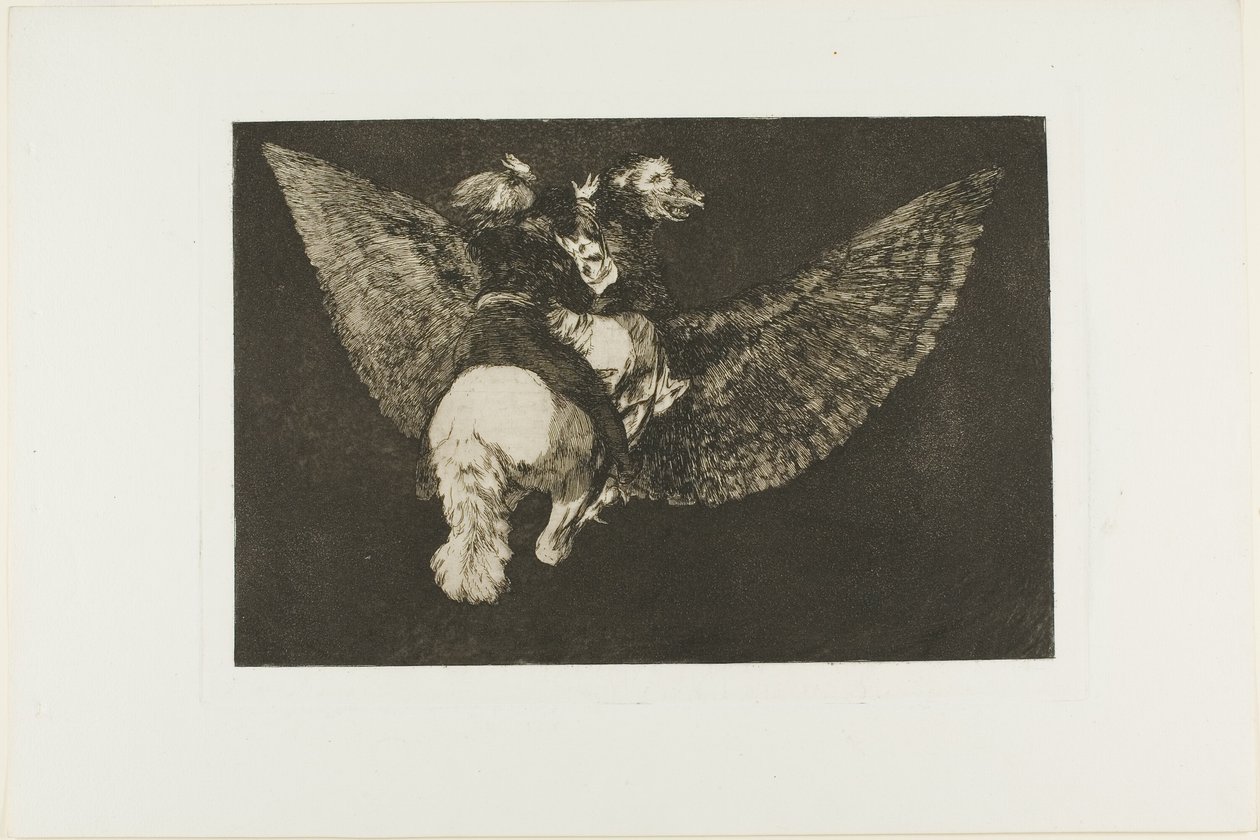 Verzichte auf den Freund, der dich mit seinen Flügeln bedeckt und mit seinem Schnabel beißt, Platte fünf aus Los Proverbios von Francisco Jose de Goya y Lucientes