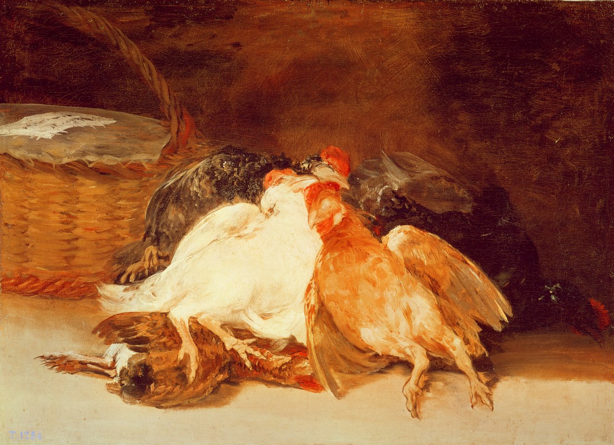Stillleben mit toten Hühnern und einem Weidenkorb von Francisco de Goya