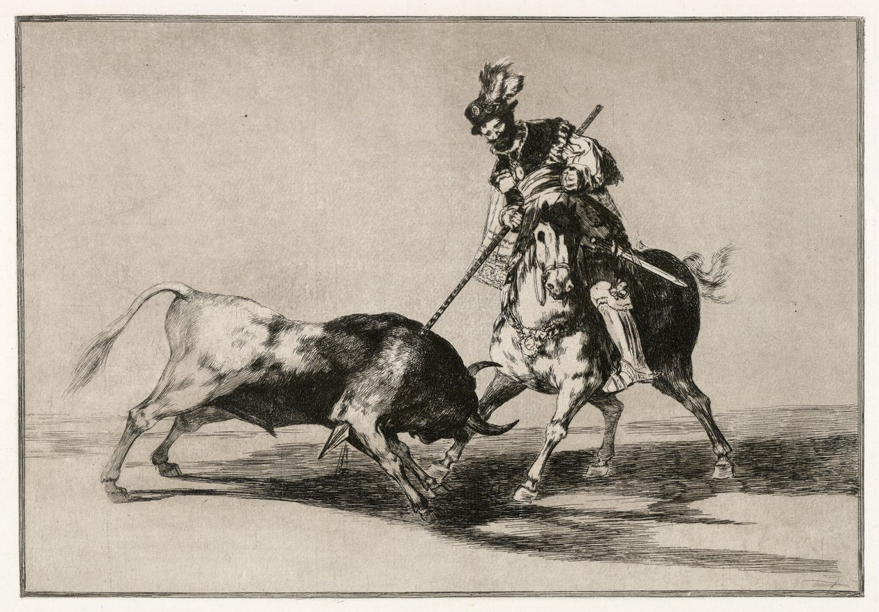 Der Cid Campeador greift einen Stier mit seiner Lanze an von Francisco de Goya