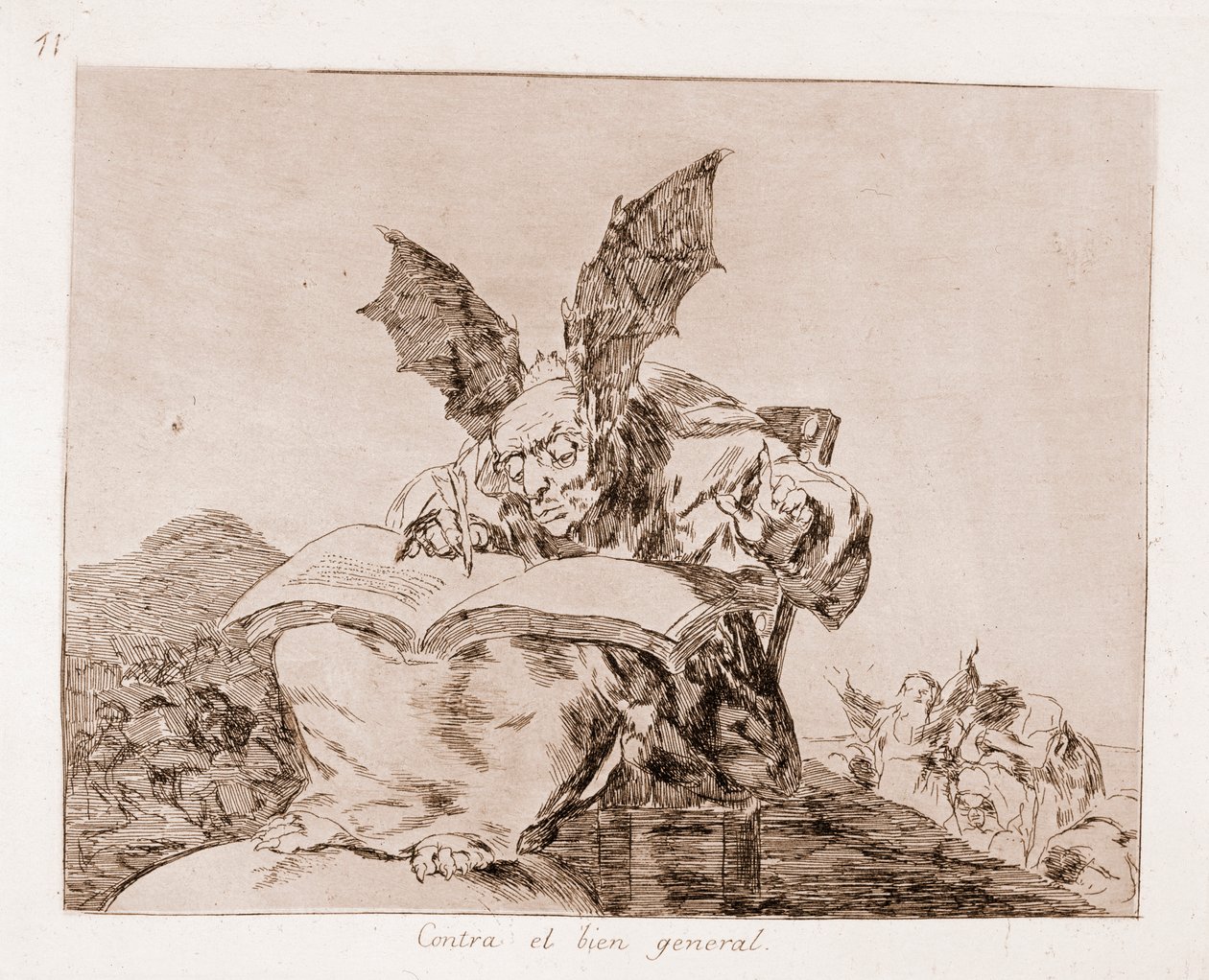 Die Schrecken des Krieges: Gegen das Gemeinwohl (Radierung nach der vorbereitenden Zeichnung) von Francisco de Goya
