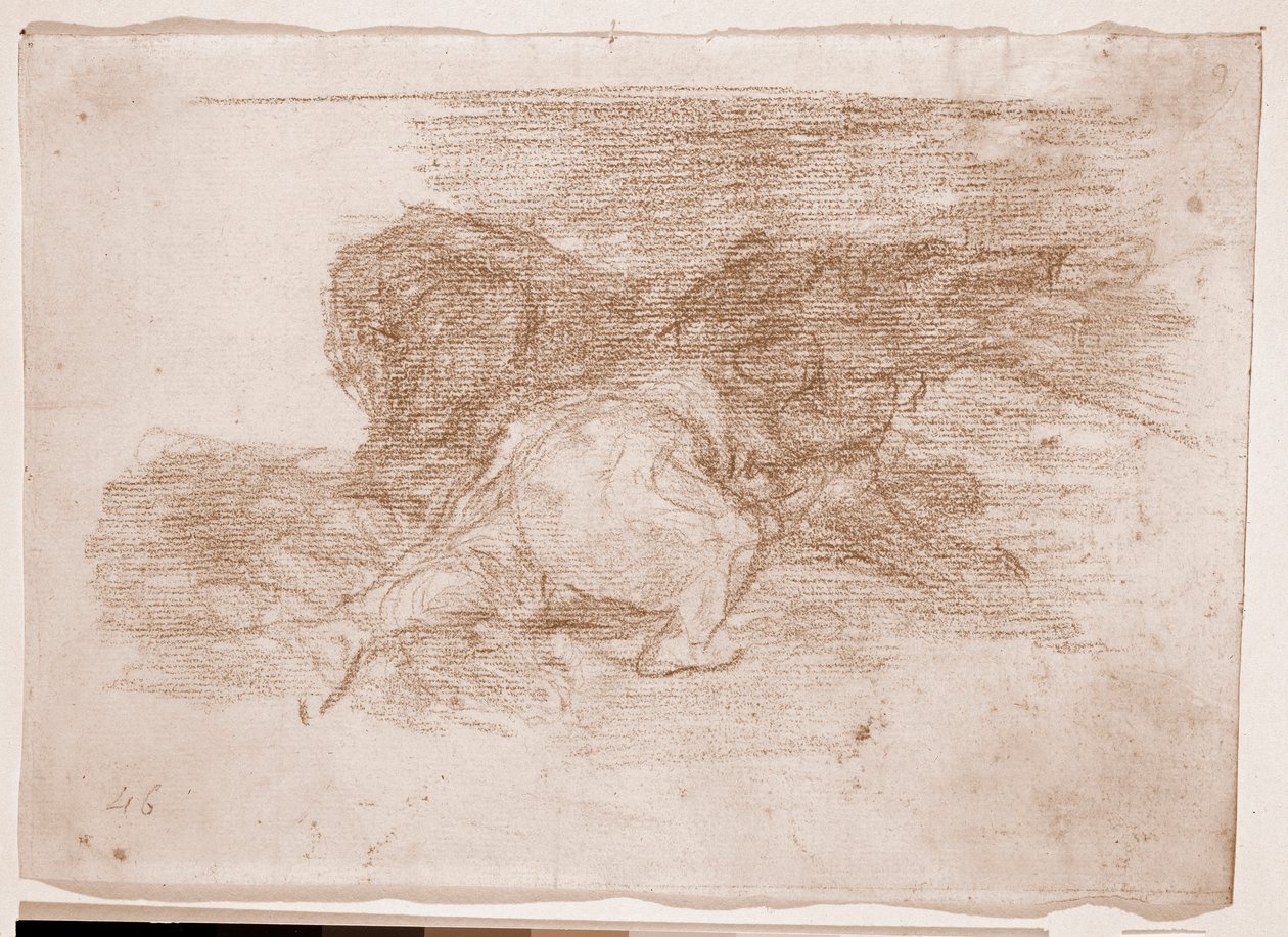 Die Schrecken des Krieges: Er erntet einige Vorteile (Vorbereitende Zeichnung) von Francisco de Goya