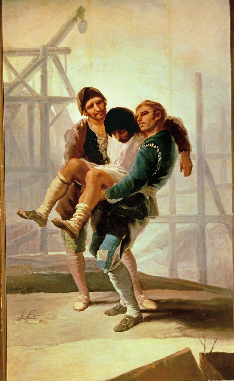 Der verletzte Maurer, Karton für einen Wandteppich von Francisco Jose de Goya y Lucientes