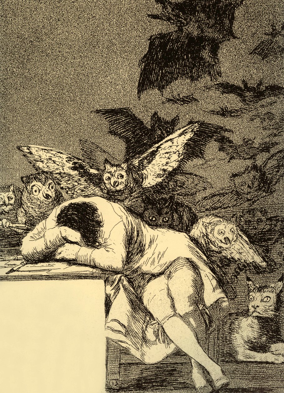 Der Schlaf der Vernunft gebiert Ungeheuer (Caprice 43) von Francisco Jose de Goya y Lucientes