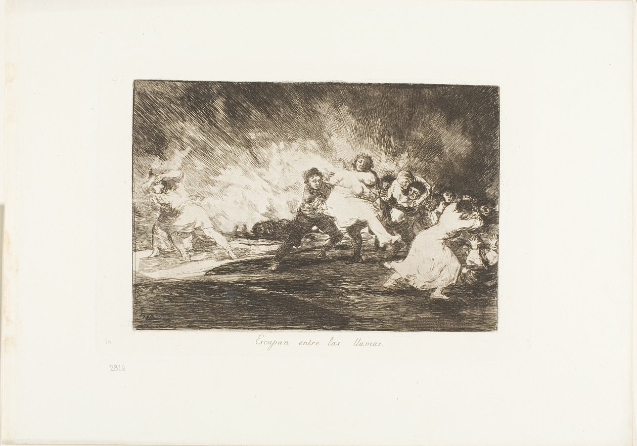 Sie entkommen durch die Flammen, Platte 41 aus Die Schrecken des Krieges von Francisco Jose de Goya y Lucientes